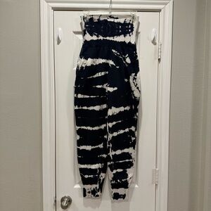 Young Fabulous & Broke Women’s L Navy Tie Dye Joggers Foldover Sweatpants Grunge